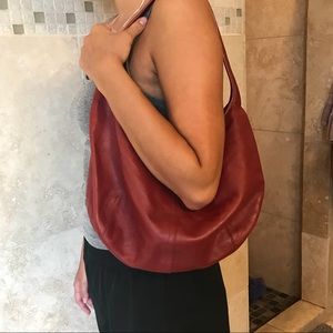 Coach red leather hobo bag